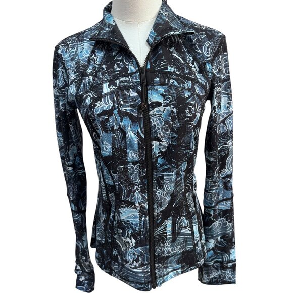 Like New Lululemon Define Jacket Size 8 Rare Blue/Black Wave Print - Picture 1 of 7